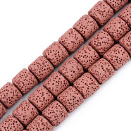 Synthetic Lava Rock Beads Strands, Dyed, Column, Indian Red, 10x10mm, Hole: 2mm, about 39pcs/strand, 15.35 inch(39cm)(G-S359-171A)
