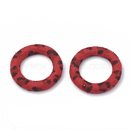 Cloth Fabric Covered Linking Rings, with Aluminum Bottom, Ring, Red, 27x4mm(WOVE-N009-06A)