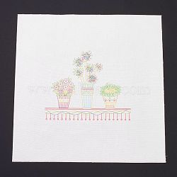 DIY Embroidery Fabric with Eliminable Pattern, Embroidery Cloth, Square, Flower Pattern, 28x27.6x0.05cm(DIY-P032-B06)