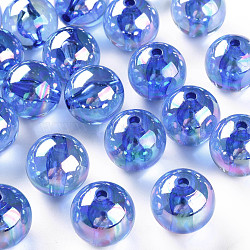 Transparent Acrylic Beads, AB Color Plated, Round, Royal Blue, 20x19mm, Hole: 3mm(X-MACR-S370-B20-751)