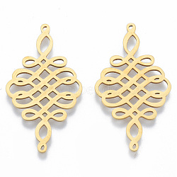 201 Stainless Steel Filigree Joiners Links, Chinese Knot, Golden, 39x21.5x1mm(STAS-N090-LA974-2)