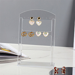 3-Tier Plastic Slant Back Earrings Display Stands, Arch Shaped Jewelry Organizer Holder for Earrings Storage, Clear, 19x12.2cm(PW-WG32345-03)