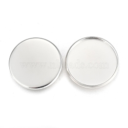 304 Stainless Steel Plain Edge Bezel Cups, Cabochon Settings, Flat Round, Silver, Tray: 20mm, 21.5x1.8mm(STAS-E460-10S-20MM)