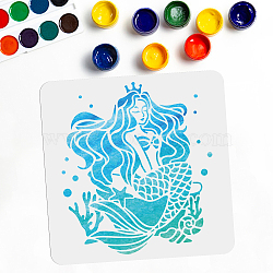 PET Hollow Out Drawing Painting Stencils, for DIY Scrapbook, Photo Album, Mermaid Pattern, 300x300mm(DIY-WH0402-014)