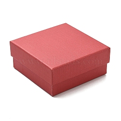 Cardboard Jewelry Boxes, for Ring, Earring, Necklace, with Sponge Inside, Square, FireBrick, 7.4x7.4x3.2cm(CBOX-S018-08B)