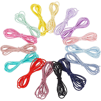 BENECREAT 15Strands 15 Colors Nylon Elastic Cords, for DIY Hair Accessories, Round, Mixed Color, 2.5mm, about 2.19 Yards(2m)/strand, 1strand/color