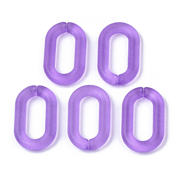 Transparent Acrylic Linking Rings, Quick Link Connectors, for Cable Chains Making, Oval, Frosted, Medium Orchid, 27x16.5x4mm, Inner Diameter: 18x8mm
