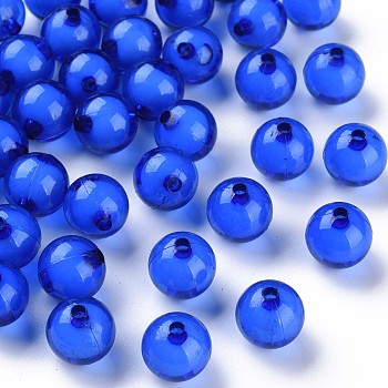 Transparent Acrylic Beads, Bead in Bead, Round, Royal Blue, 11.5x11mm, Hole: 2mm, about 520pcs/500g