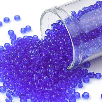 TOHO Round Seed Beads, Japanese Seed Beads, (942) Transparent Sapphire, 8/0, 3mm, Hole: 1mm, about 222pcs/10g