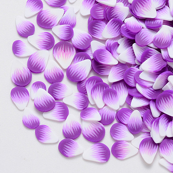 Handmade Polymer Clay Nail Art Decoration Accessories, Petal, Orchid, 5~7.5x4~6x0.3~1mm, about 100000pcs/1000g.