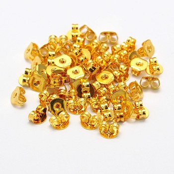 Brass Ear Nuts, Friction Earring Backs for Stud Earrings, Cadmium Free & Nickel Free & Lead Free, Golden, 5x5x3mm, Hole: 1mm
