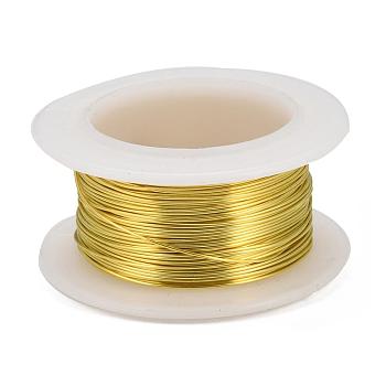 Round Copper Jewelry Wire, Lead Free & Cadmium Free & Nickel Free, Long-Lasting Plated, with Spool, Light Gold, 28 Gauge, 0.3mm, about 32.8 Feet(10m)/roll