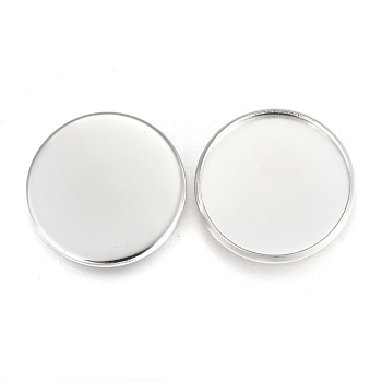 304 Stainless Steel Plain Edge Bezel Cups, Cabochon Settings, Flat Round, Silver, Tray: 20mm, 21.5x1.8mm