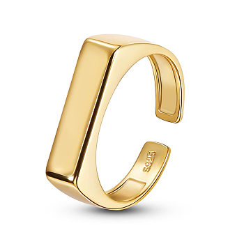 SHEGRACE 925 Sterling Silver Cuff Rings, Open Rings, with 925 Stamp, Real 18K Gold Plated, Size 7, 17mm