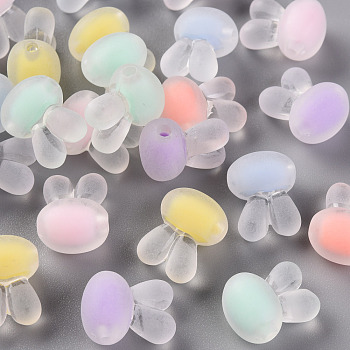Transparent Acrylic Beads, Frosted, Bead in Bead, Rabbit Head, Mixed Color, 15.5x12x9.5mm, Hole: 2mm