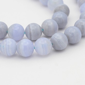 Natural Blue Lace Agate Round Bead Strands, 4mm, Hole: 1mm, about: 98pcs/strand, 15.7 inch