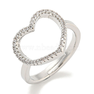 Clear Heart Brass+Cubic Zirconia Finger Rings