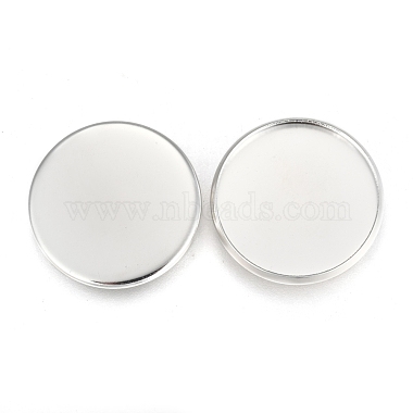 Silver Flat Round 304 Stainless Steel Cabochon Settings