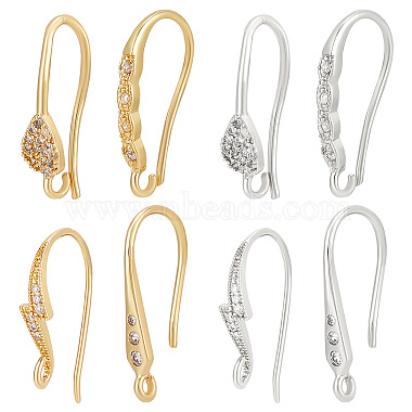 Mixed Color Brass+Cubic Zirconia Earring Hooks