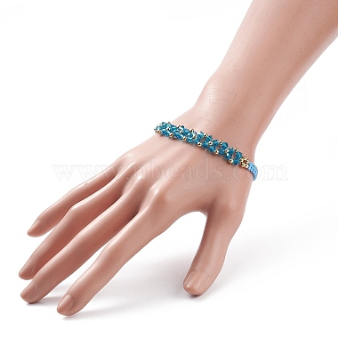 Glasgeflochtenes Blumengliedarmband für Frauen(BJEW-TA00130-02)-3