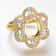 Adjustable Brass Micro Pave Clear Cubic Zirconia Finger Ring Components(ZIRC-I049-12G)-1