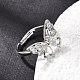 Brass Micro Pave Clear Cubic Zirconia Cuff Open Ring(CU-CBA5C10-10P)-2