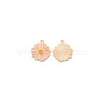 Zinc Alloy Pendants, With Emanel, Flower, Pink, 17.5x16x1mm, Hole: 1.5mm(ENAM-CJC0011-11A)