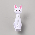 4Pcs Cat Shape Plastic Kitchen Food Bag Clips, Clothes Pins, Multi-Function Clips, White, 72x22x39mm(AJEW-WH0248-507B)