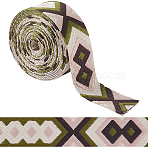 5 Yards Polyester Ribbons, Jacquard Ribbon, Garment Accessories, Dark Olive Green, 1-7/8 inch(48mm)(OCOR-GF0005-23A)