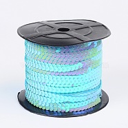 Plastic Paillette/Sequins Chain Rolls, AB Color, Light Blue, 6mm(BS17Y)