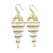 Teardrop Brass Micro Pave Cubic Zirconia Chandelier Earrings, Tassel Earrings, Long-Lasting Plated, Golden, 68x20mm(EJEW-D098-22G)