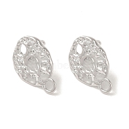 Brass Studs Earrings Findings, Oval, Platinum, 20x14mm, Hole: 3mm, Pin: 11x0.7mm(KK-K371-09P)