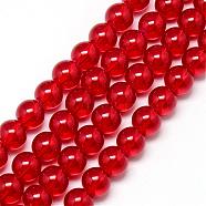 Baking Painted Glass Beads Strands, Imitation Opalite, Round, Red, 10mm, Hole: 1.3~1.6mm, about 80pcs/strand, 31.4 inch(DGLA-Q023-10mm-DB31)