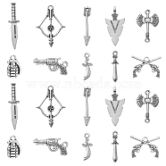 100Pcs 10 Styles Tibetan Style Alloy Pendants & Links/Connectors, Cadmium Free & Lead Free, Axe & Knife & Arrow & Sword, Antique Silver, 19~30x7~15x1~11mm, Hole: 1.5mm, 10pcs/style(TIBEP-CJ0002-20)