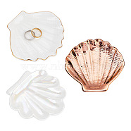 3Pcs 3 Style Porcelain Shell-shaped Ring Holder, Jewelry Tray, for Holding Small Jewelries, Rings, Necklaces, Earrings, Bracelets, Trinket, for Women Girls Birthday Gift, Mixed Color, 106~108x107~116x16~17.5mm, 1pc/style(AJEW-GL0001-44)