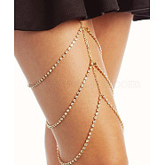 Alloy Rhinestone Sexy Multilayer Tassel Leg Chain, Thigh Body Chain for Women Girls, 450~1000mm(WG728BB-01)