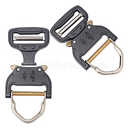 CHGCRAFT Plastic Side Release Buckles, Survival Bracelet Clasps, with Alloy Findings, Black, 99x56x8mm(FIND-CA0003-67)