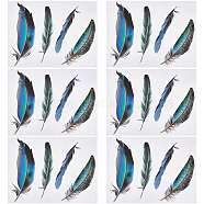 PVC Self Adhesive Feather Car Sticker, Waterproof Feather Decals for Car Decoration, Colorful, 220x170x0.2mm, Sticker: 123~150x18~52mm(DIY-WH0453-58A)