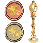 DIY Scrapbook, Brass Wax Seal Stamp and Alloy Handles, Cat Pattern, 103mm, Stamps: 2.5x1.45cm(AJEW-WH0128-35G)