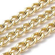 Oxidation Aluminum Diamond Cut Faceted Curb Chains, Twisted Chains, Unwelded, with Spool, Light Gold, 10x7x3mm, about 131.23 Feet(40m)/Roll(CHA-H001-16KCG)