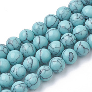 Synthetic Turquoise Beads Strands, Dyed, Round, Turquoise, 10mm, Hole: 1.6mm, about 42pcs/strand, 14.96 inch(G-S295-11A-10mm)