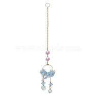 Glass Lily of the Valley Pendant Decorations, for Car Hanging Ornaments, Light Sky Blue, 330mm(PW-WG36427-02)