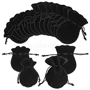 48Pcs 2 Styles Gourd Velvet Bags, Black, 9.5~12x7.5~9cm, 24pcs/style(TP-NB0001-45)