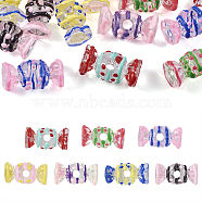 Pandahall 14Pcs 7 Style Transparent Acrylic Beads, Hand Drawn Beads, with Enamel, Candy, Mixed Color, 28.5~29.5x14~14.5x14.5~15.5mm, Hole: 5mm, 2pcs/style(FIND-TA0002-42)