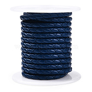 Braided Cowhide Leather Cord, Leather Rope String for Bracelets, Marine Blue, 3mm, about 8.74 yards(8m)/roll(NWIR-N005-01M-3mm)