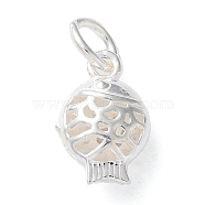 925 Sterling Silver Hollow Fish Charms with Jump Rings, Silver, 12x8x5mm, Hole: 4mm(STER-E071-01S-03)