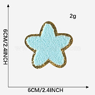 Towel Embroidery Style Cloth Iron on/Sew on Patches, Appliques, Badges, for Clothes, Dress, Hat, Jeans, DIY Decorations, Star, Pale Turquoise, 60x60mm(FABR-PW0001-178D-07)