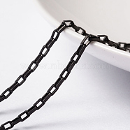 304 Stainless Steel Venetian Chains, Box Chains, Unwelded, with Spool, Rectangle, Electrophoresis Black, 3x1.8x0.8mm, about 32.8 Feet(10m)/roll(CHS-H007-27B)