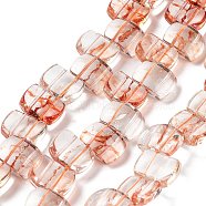 Transparent Glass Imitation Gemstone Beads Strands, Rectangle, Coral, 17x12.5x7.5~8mm, Hole: 1.2mm, about 28pcs/strand, 13.78 inch(35cm)(GLAA-G105-01B)