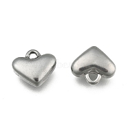 201 Stainless Steel Pendants, Puffed Heart Charms, Stainless Steel Color, 12x11x5mm, Hole: 2mm(X-STAS-Q069)